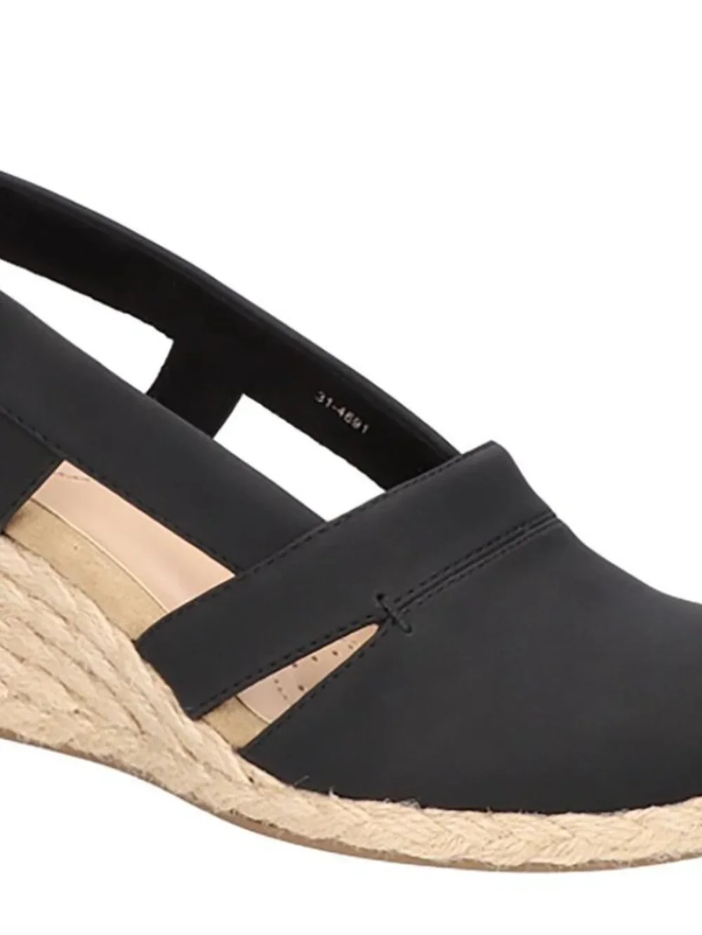 Easy Street Espadrille Wedge Sandal, Size 8 Black